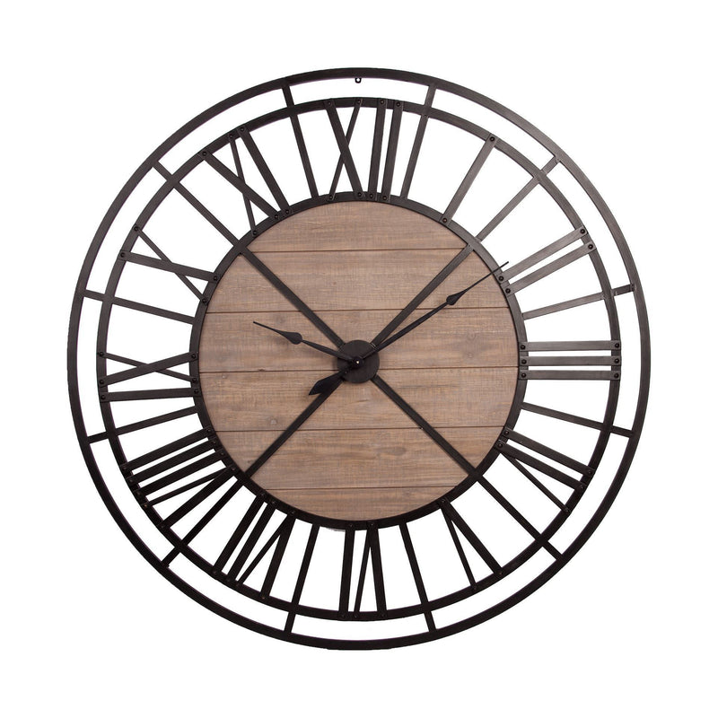 Skeleton Circle Wall Clock - Black / Brown