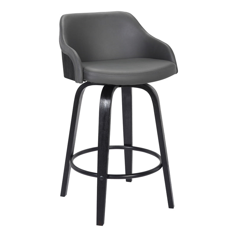 26" Iron Swivel Low Back Counter Height Bar Chair - Gray And Black