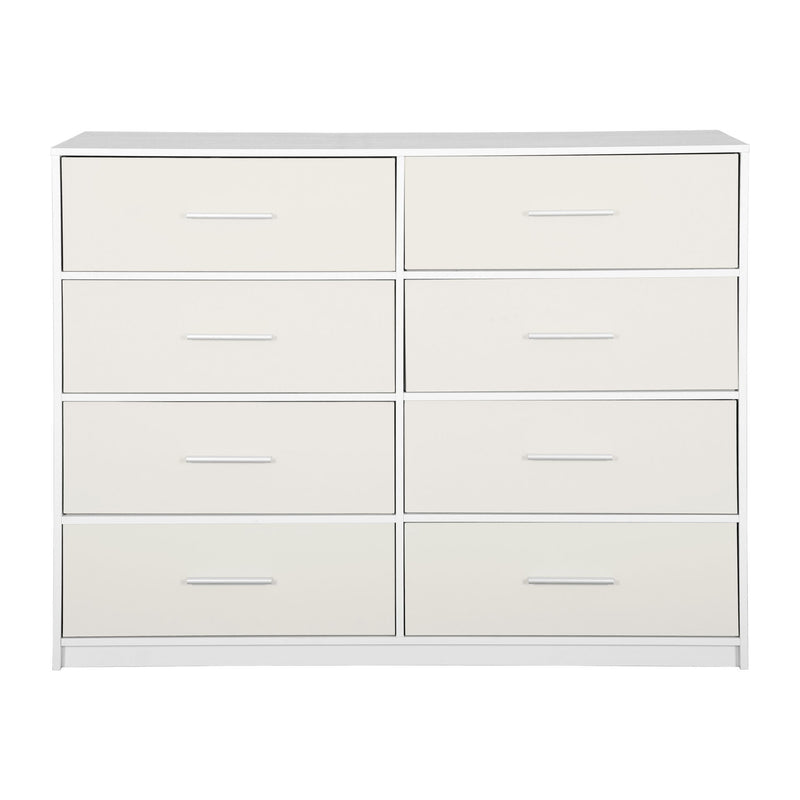 Wood Eight Drawer Dresser - White