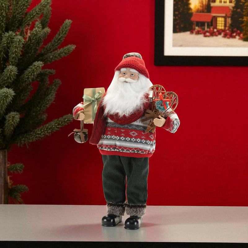 Fabric Christmas Santa Figurine (633852) - Red / White / Black