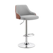 Load image into Gallery viewer, Faux Leather And Iron Adjustable Height Swivel Bar Chair - Gray And Silver
