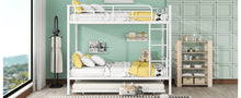 Load image into Gallery viewer, Full Over Full Metal Bunk Bed with Trundle, White
