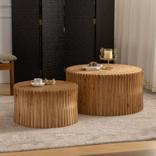 Load image into Gallery viewer, Vintage Fashion Style Cylindrical Nesting Coffee Table Set With Vertical Textured Embossed Design - Natural
