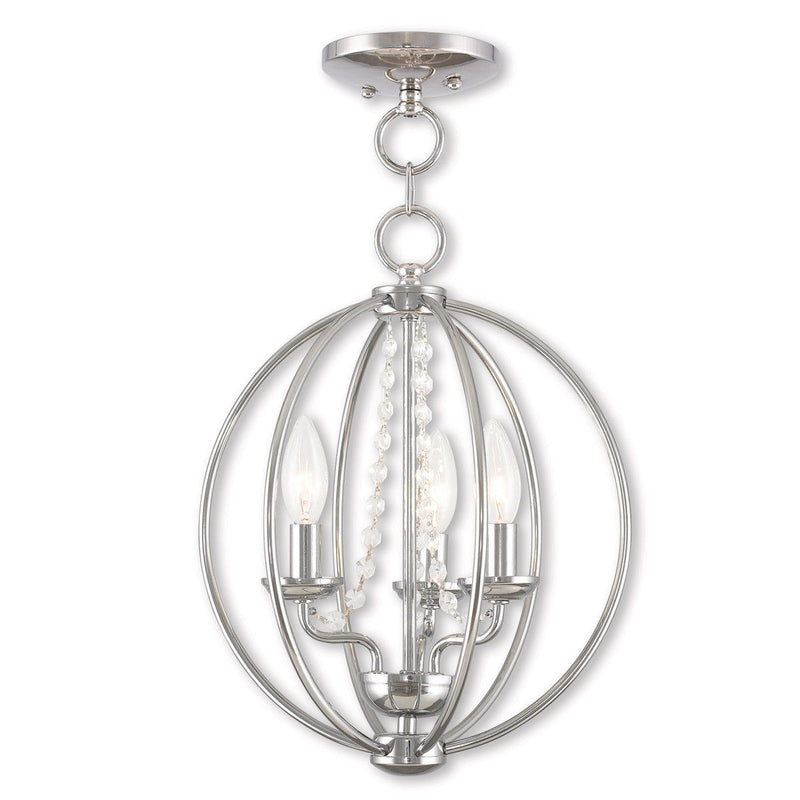 Three Light Dimmable Chandelier With Shades - Silver