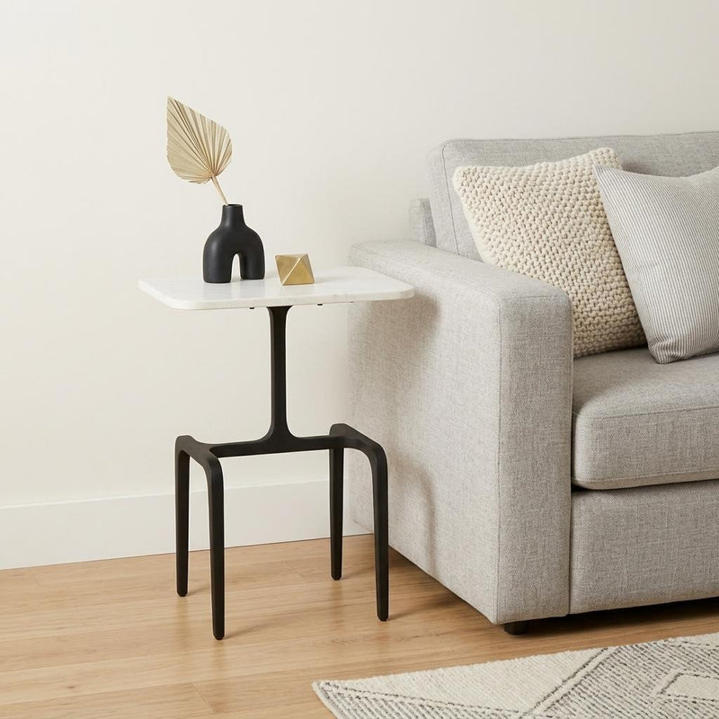 Marble End Table - White
