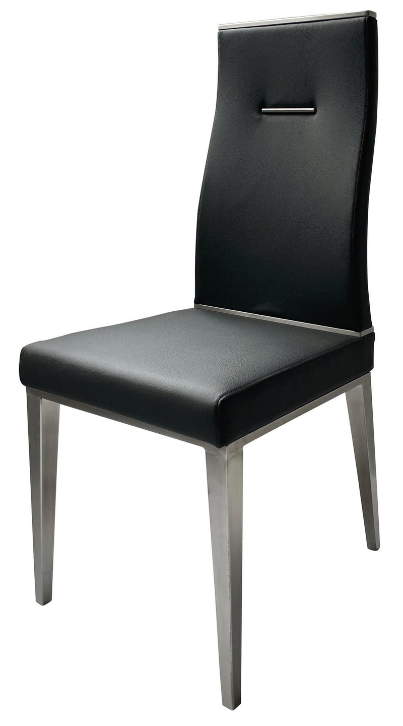 Upholstered Faux Leather Dining Side Chairs (Set of 4) - Black / Silver