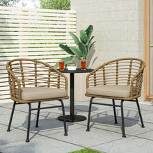 Load image into Gallery viewer, Randy - Modern Wicker Chair With Water Resistant Cushions - Brown / Beige

