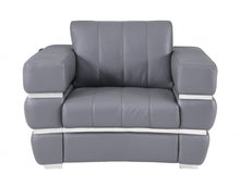 Load image into Gallery viewer, Stripe Top Grade Italian Leather Chair - Charcoal Gray
