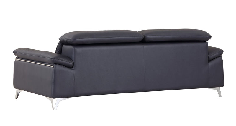 Italian Leather Sofa - Navy Blue