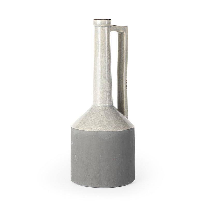 Tall Jug Vase - Gray / White