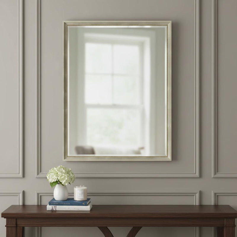 50" Wood Accent Mirror - Silver