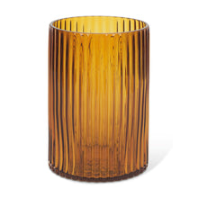 Load image into Gallery viewer, Cylinder Ribbed Table Vase - Amber
