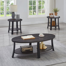 Load image into Gallery viewer, Anze - 3 Piece Coffee Table Set Contemporary Oval Wood Shelf - Charcoal
