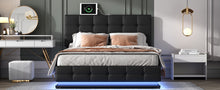 Load image into Gallery viewer, Tufted Upholstered Platform Bed with Hydraulic Storage System,Queen Size PU Storage Bed with LED Lights and USB charger, Black
