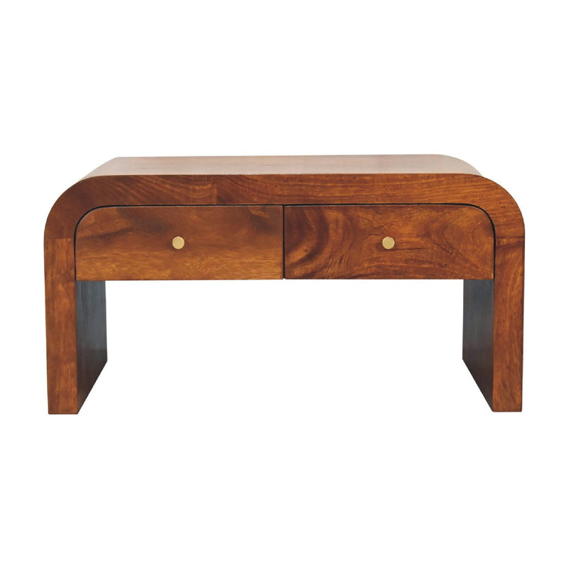 Solid Wood Solid Wood Coffee Table With Two Drawers - Chestnut