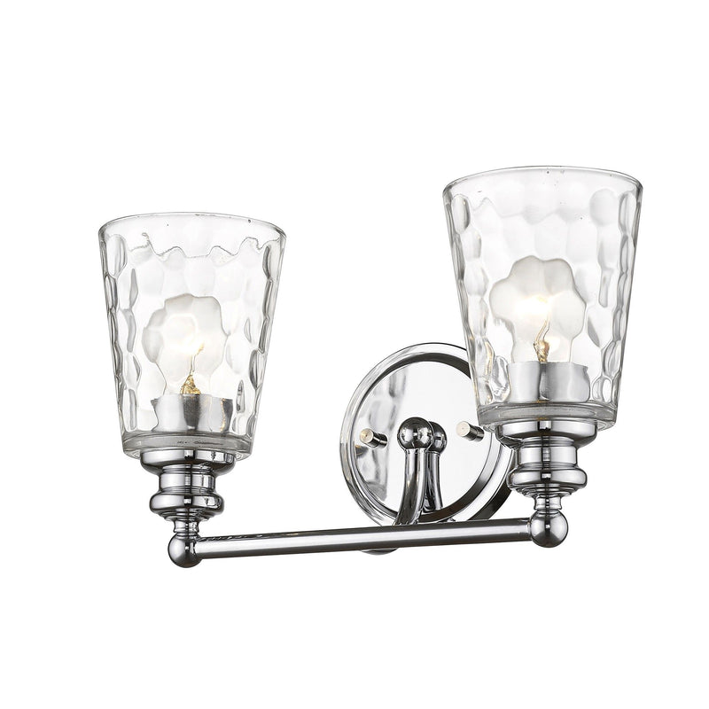 Metal And Pebbled Glass Two Light Wall Light - Silver