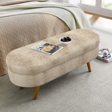 Load image into Gallery viewer, Modern Ottoman Oval Storage Bench With Rubber Wood Legs
