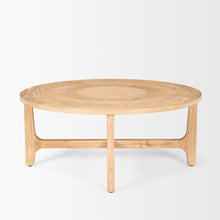 Load image into Gallery viewer, 39" Solid Wood Round Distressed Coffee Table - Natural And White
