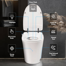 Load image into Gallery viewer, Luxury Smart Toilet With Dryer And Warm Water, Elongated Bidet Toilet With Heated Seat, With Remote Control, Led Night Light, Power Outage Flushing, Soft Close Cover - White
