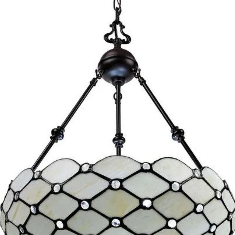 Unique Statement Three Light Glass Dimmable Chandelier With Shades - Black / White