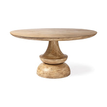 Load image into Gallery viewer, 60" Rounded Solid Wood Pedestal Base Dining Room Table - Natural

