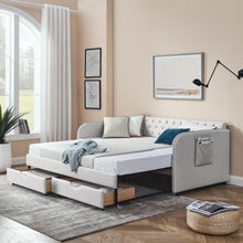 Load image into Gallery viewer, Daybed With Trundle And Storage Drawers, Flat Arms With Pocket
