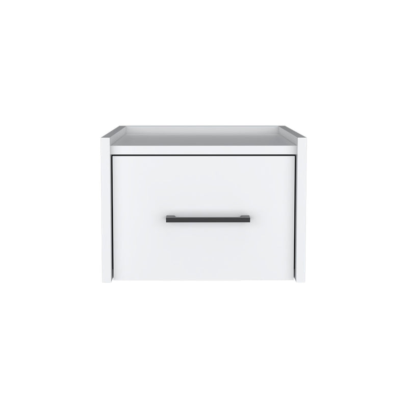 Wood One Drawer Floating Nightstand (734194) - White