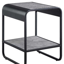 Load image into Gallery viewer, Manufactured Wood And Metal Rectangular End Table With Shelf - Black And Concrete Gray
