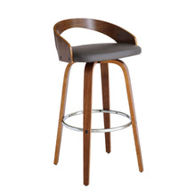 Load image into Gallery viewer, Faux Leather And Iron Low Back Bar Height Swivel Bar Chair - Gray And Brown
