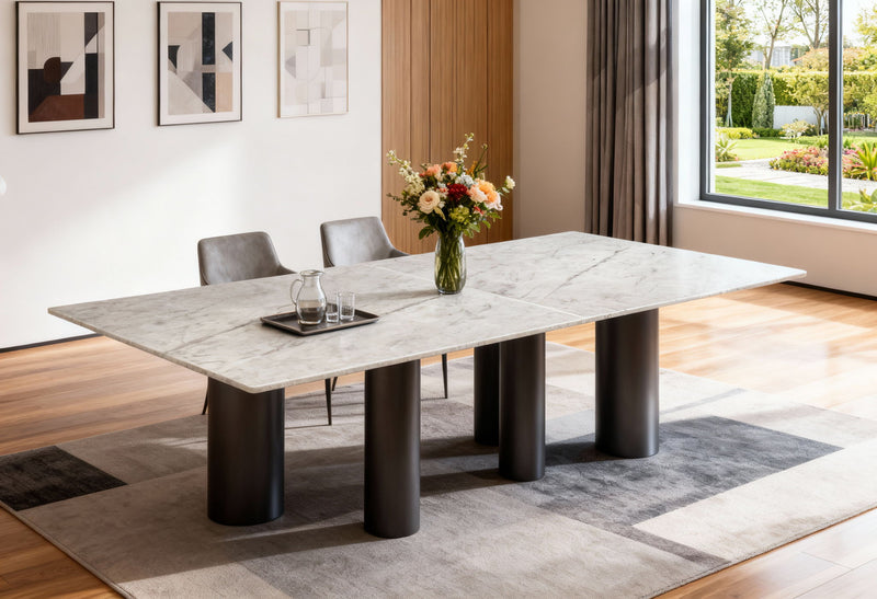 Marble Stainless Steel Dining Table - White / Black
