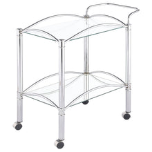 Load image into Gallery viewer, Porch &amp; Den - 2 Tier Rectangular Glass Shelf Bar Cart With Glass - Chrome
