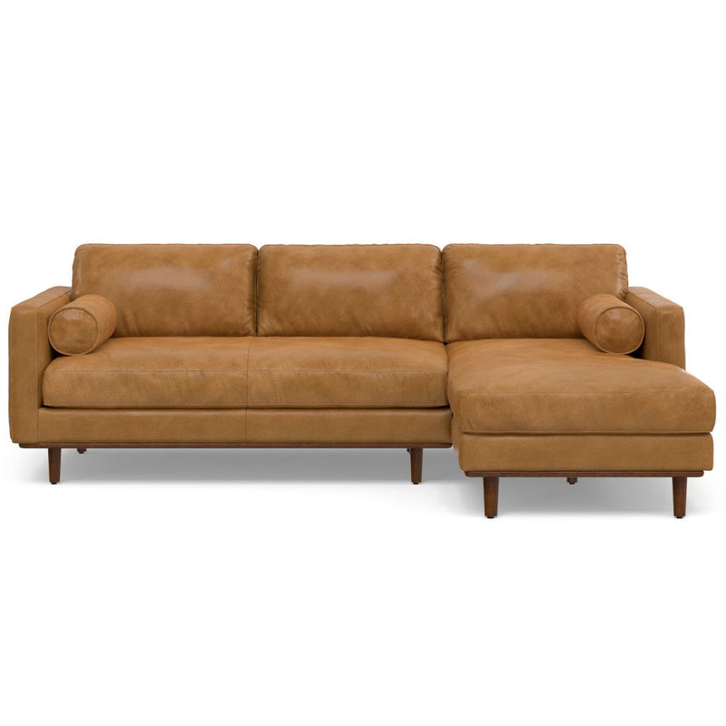 102" Sienna Leather Sofa With Brown Legs - Brown