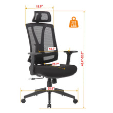 Load image into Gallery viewer, Office Chair With Adjustable Headrest &amp; Back, High Back Swivel Desk Chair - Black
