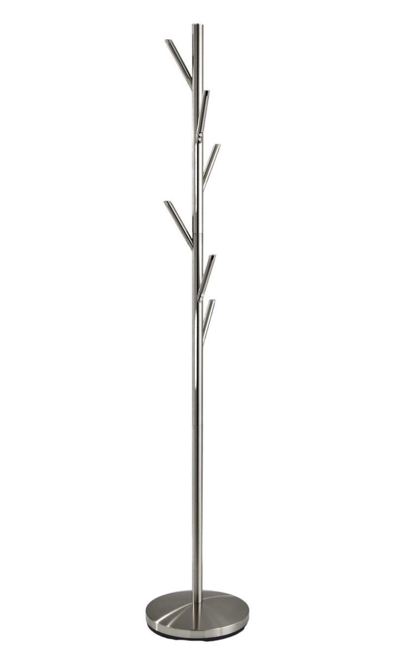 67" Brushed Steel Coat Tree Rack - Silver