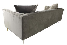 Load image into Gallery viewer, Velvet Sofa And Toss Pillows With Gold Legs - Gray Brown
