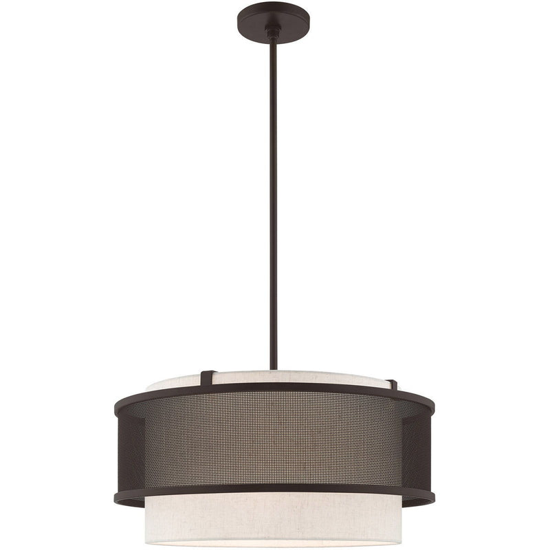18" Four Light Dimmable Chandelier With Shades - Bronze