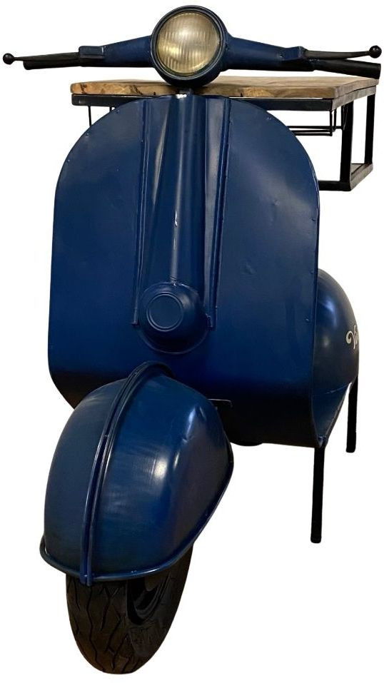 Solid Wood And Iron Kitchen Cart - Blue