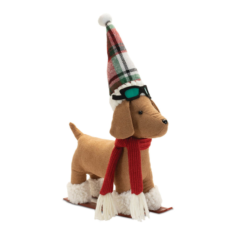 Fabric Dog Figurine (Set of 2) - Red / White / Green