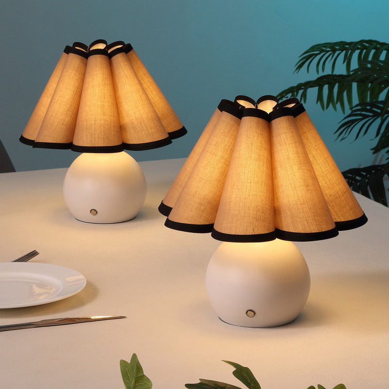Novelty Table Lamps With Empire Shades (Set of 2) - Ivory