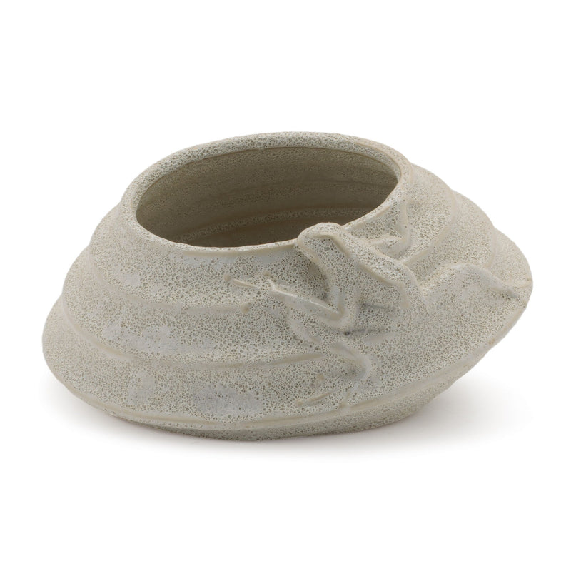 Porcelain Frog Round Pot Planters (Set of 2) - Beige