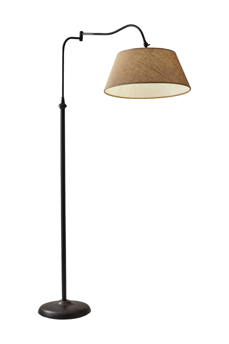 Arched Floor Lamp With Brown Empire Shade - Bronze
