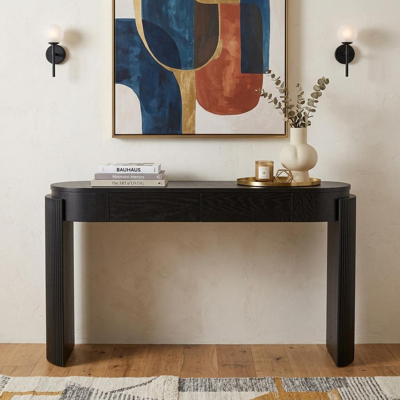 Double Pedestal Console Table With Two Drawers (738113) - Black