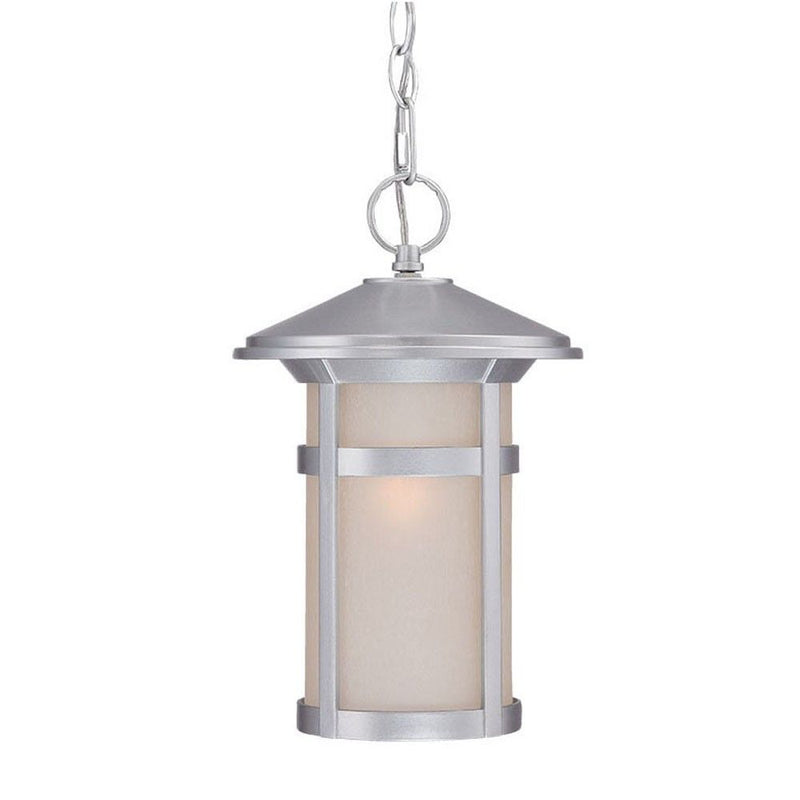 Lantern Metal Dimmable Chandelier With Frosted Shades - Silver