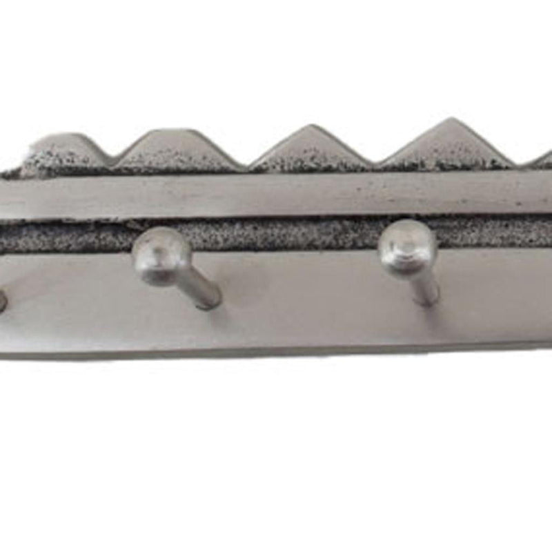 16" Five Hook Wall Mount Key Shaped Coat Rack - Silver