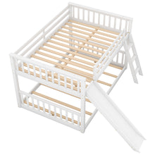 Load image into Gallery viewer, Full over Full Bunk Bed with Convertible Slide and Ladder, White
