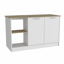 Load image into Gallery viewer, 59" Kitchen Island With Storage - Brown / White
