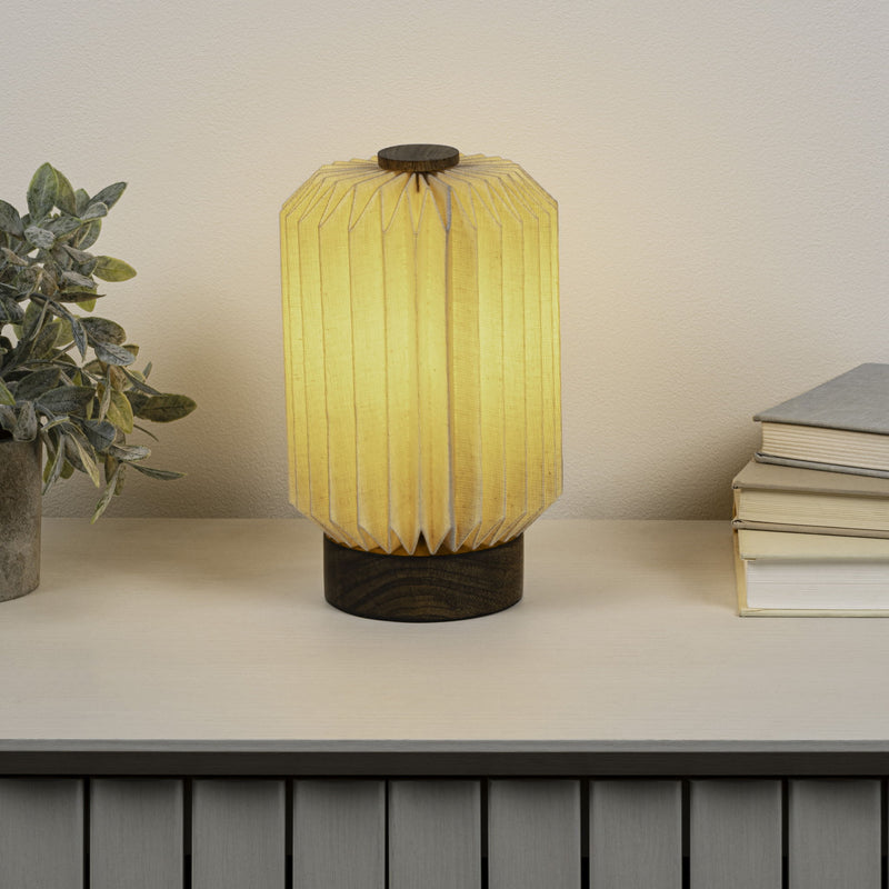 Geometric Table Lamp LED With Cylinder Shade - Natural