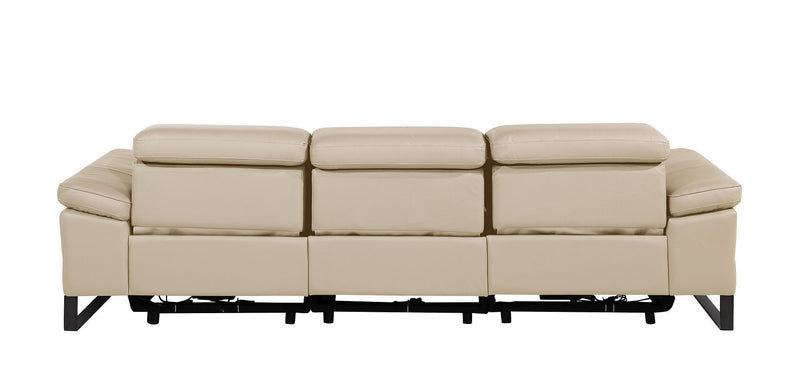 Top Grain Leather Reclining Metal USB Sofa (720335) - Beige