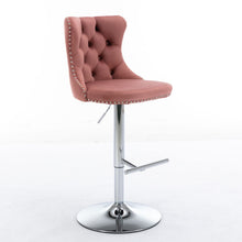 Load image into Gallery viewer, Swivel Barstools Adjusatble Seat Height From 25-33", Modern Upholstered Base Bar Stools With Backs Comfortable Tufted For Home Pub And Kitchen Island (Set of 2)
