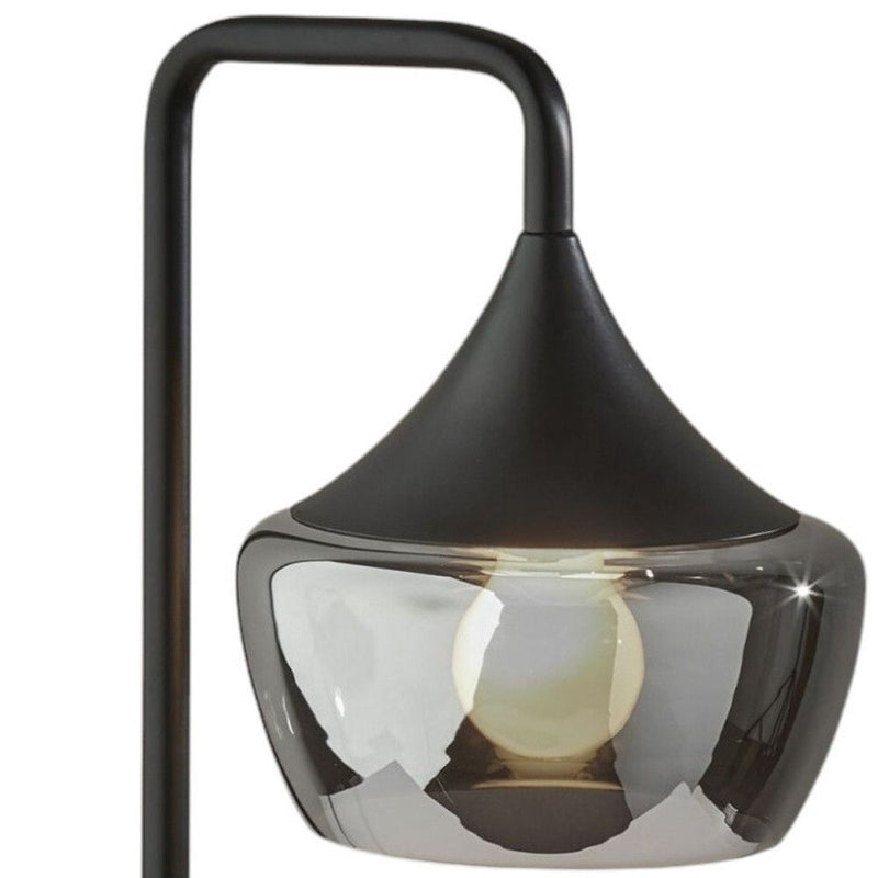 Gnome Smoked Glass Metal Table Lamp - Black